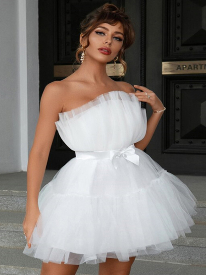 Tulle Bow Tulle Dress-chiquechics