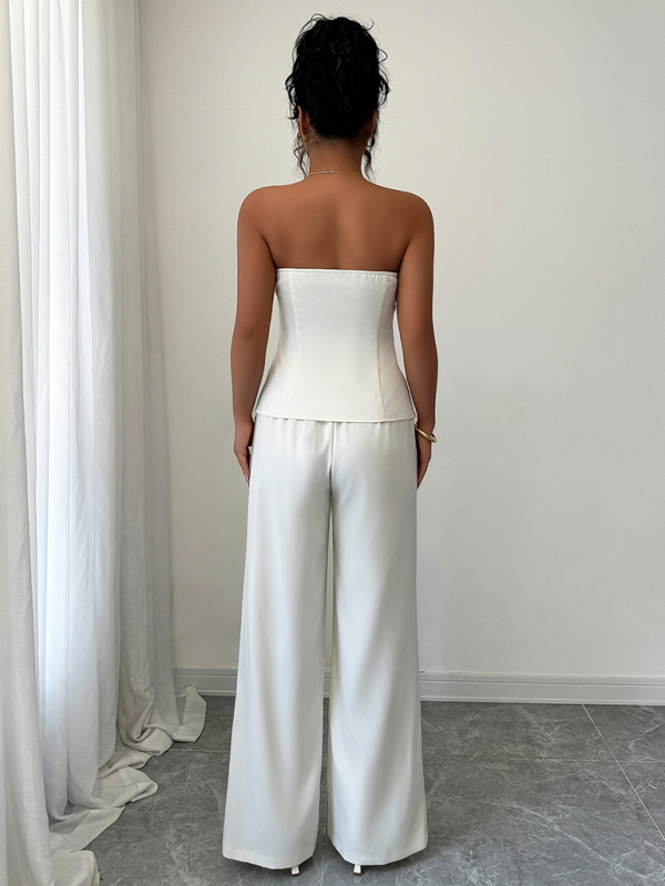 Simple solid color vest and trousers two-piece suit-chiquechics