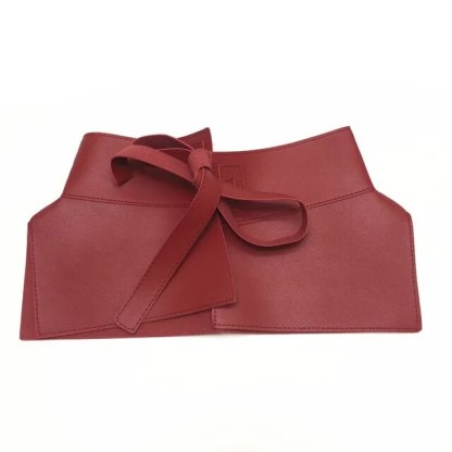 Bow Wide Belts PU Waistband Women Peplum Belt Waist Belt 