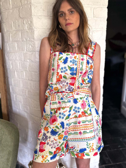 New floral print casual loose two-piece set-chiquechics