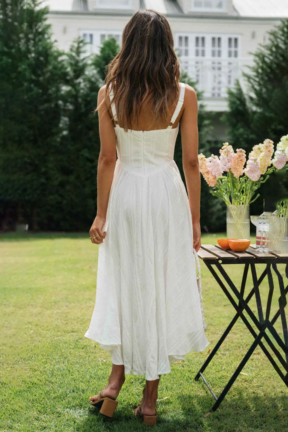 New sleeveless camisole irregular hem long dress-chiquechics