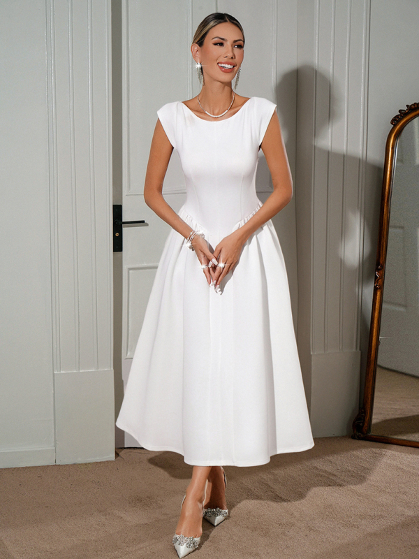 French elegant solid color dress-chiquechics
