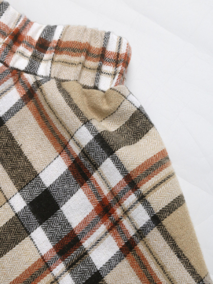 Retro Plaid Shorts Skirt Suit Casual Lapel Shirt Cardigan Two-piece Set-chiquechics