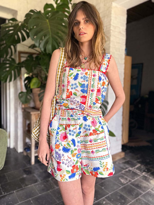New floral print casual loose two-piece set-chiquechics