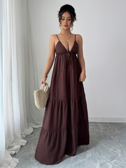 Elegant suspender maxi dress-chiquechics