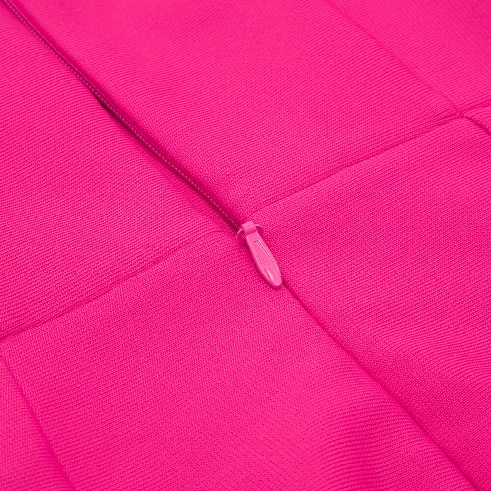 Chic Summer Dresses Women Sexy Square Collar Hot Pink Slip Mini Dress Celebrity Party Club Bandage Dress-chiquechics