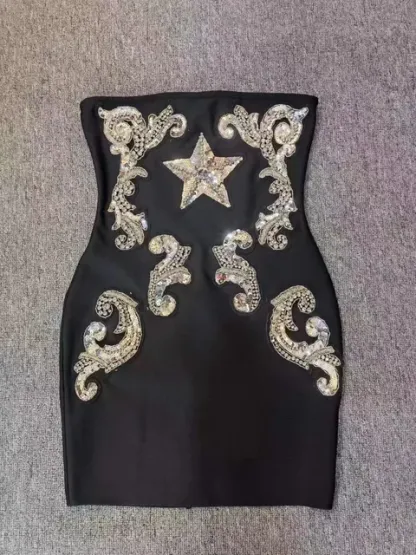 Strapless Studded Diamond Sequin Bandage Dress 