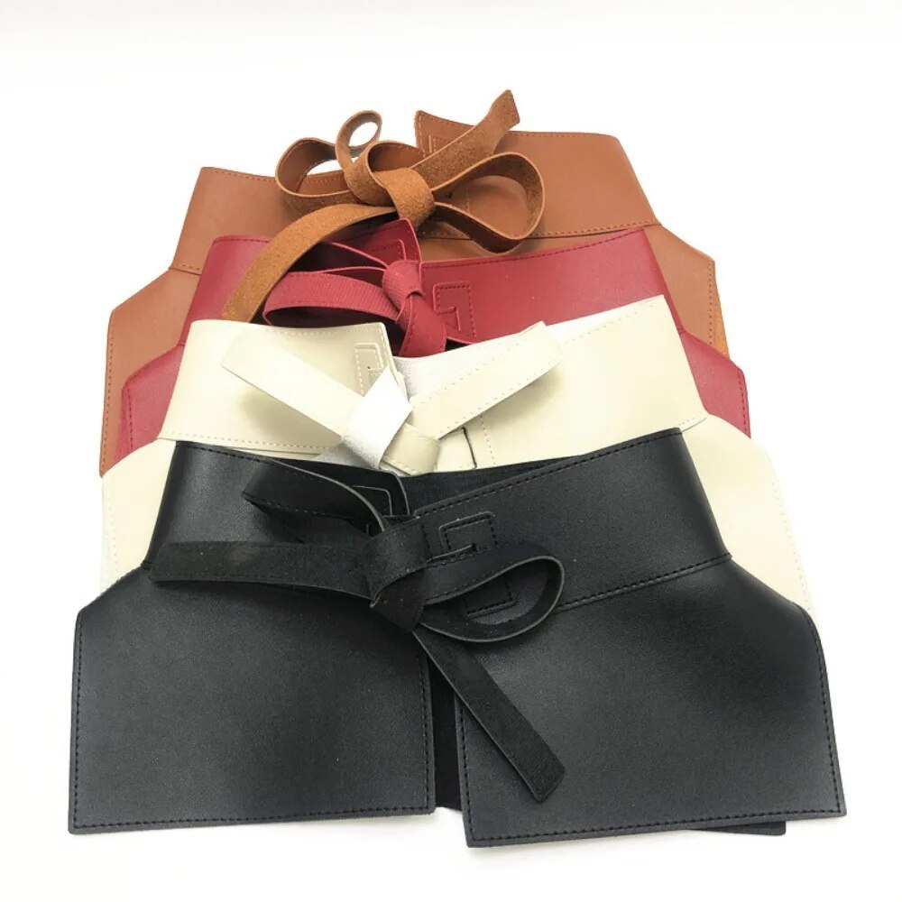 Bow Wide Belts PU Waistband Women Peplum Belt Waist Belt 