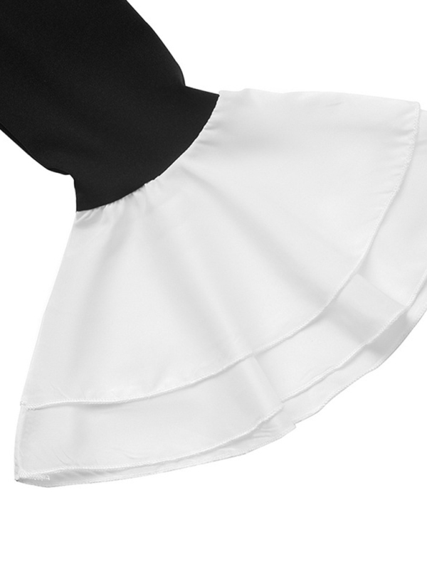 Long-sleeved contrast skirt with ruffled autumn dress-chiquechics