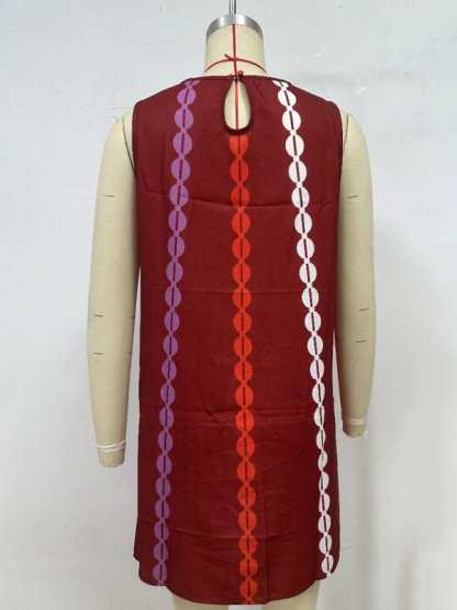 Round neck pullover printed casual dress-chiquechics