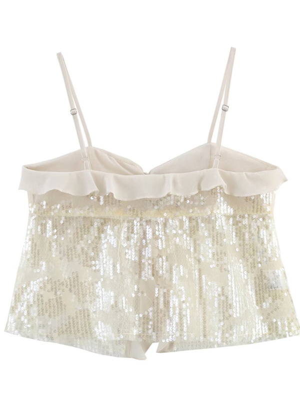 Fashionable, simple and versatile casual sequined camisole top-chiquechics