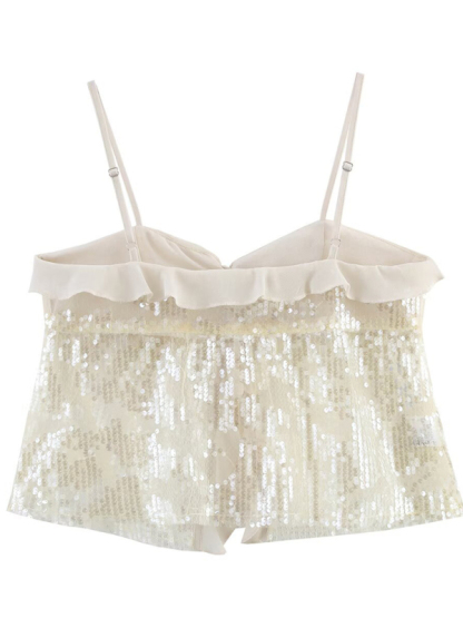 Fashionable, simple and versatile casual sequined camisole top-chiquechics