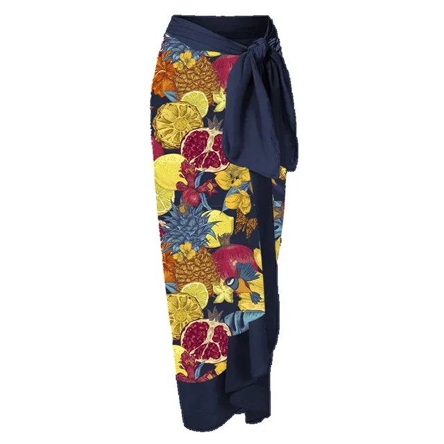 Women Split Swimsuit Retro Tropical Fruit Mixed Print 