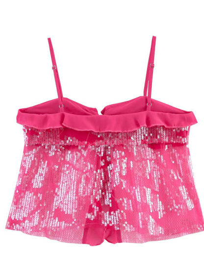 Fashionable, simple and versatile casual sequined camisole top-chiquechics