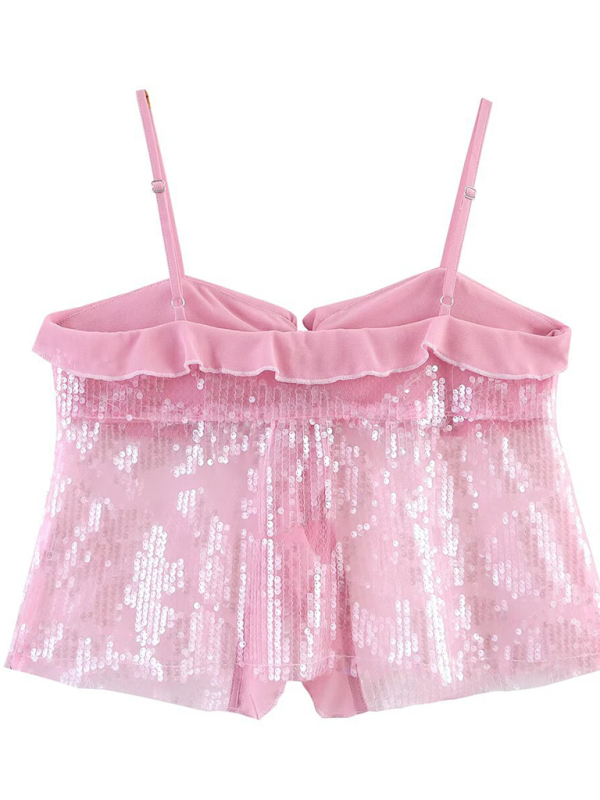Fashionable, simple and versatile casual sequined camisole top-chiquechics