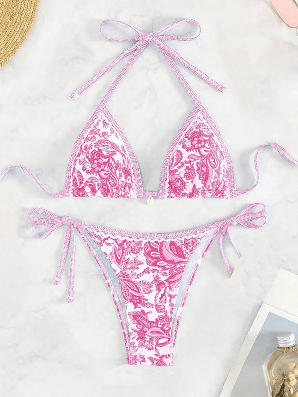 Sexy bikini set with multi-color floral print swimwear-chiquechics
