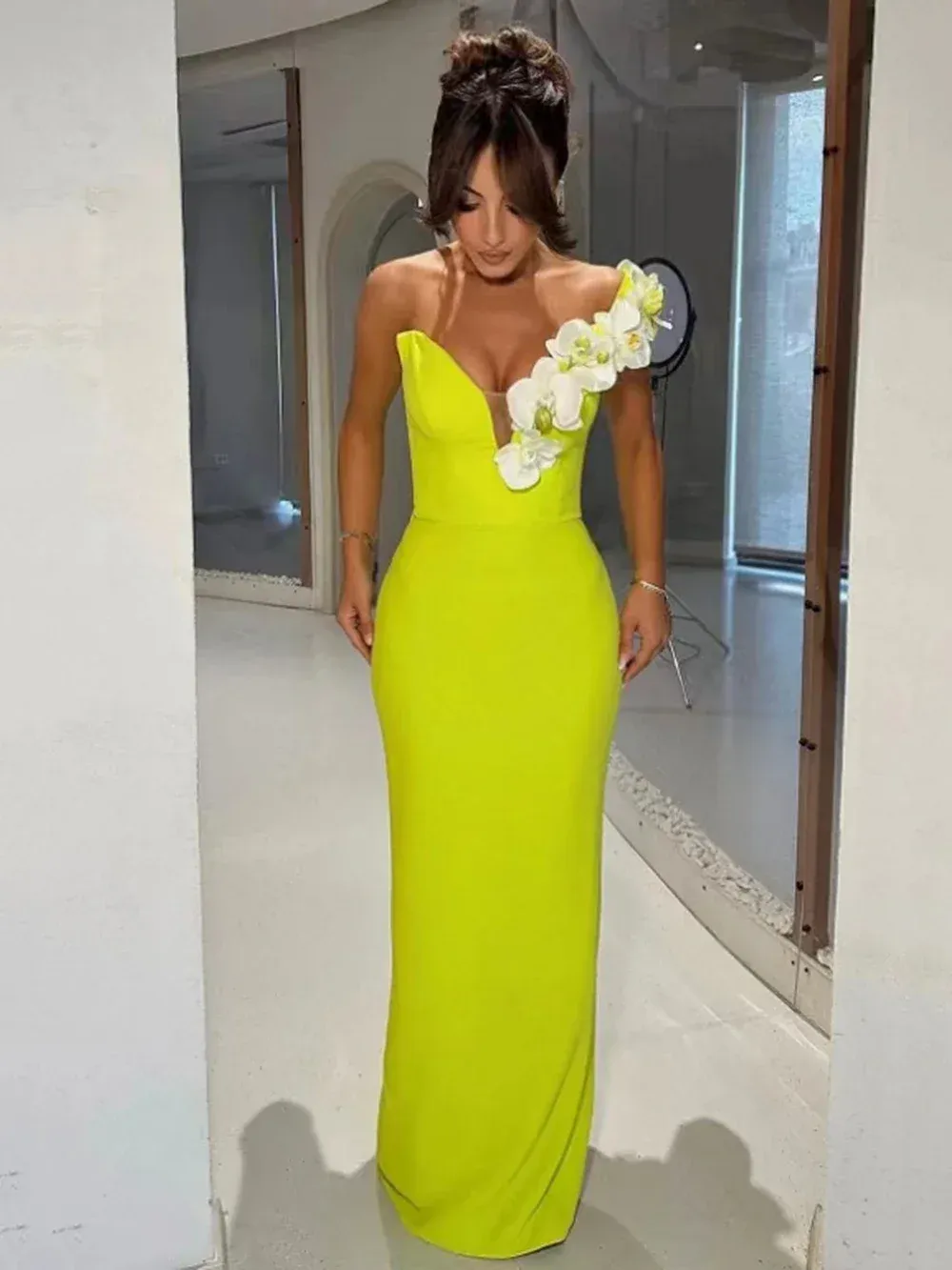  One Shoulder Bodycon Maxi Dress Banquet Gowns