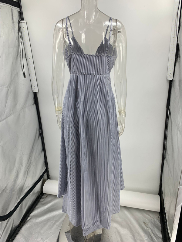 Fashion sleeveless striped camisole top with striped trousers two-piece set-chiquechics