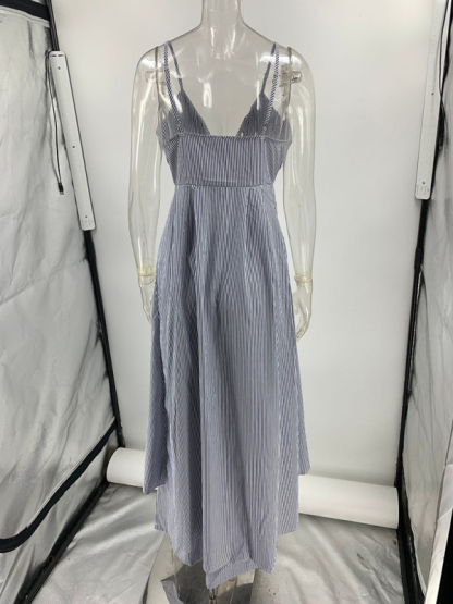 Fashion sleeveless striped camisole top with striped trousers two-piece set-chiquechics