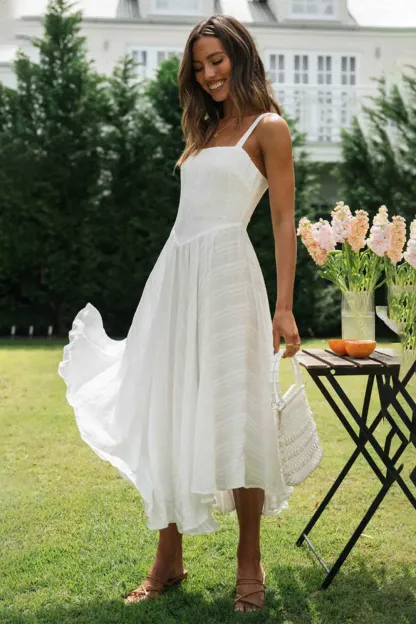 New sleeveless camisole irregular hem long dress-chiquechics
