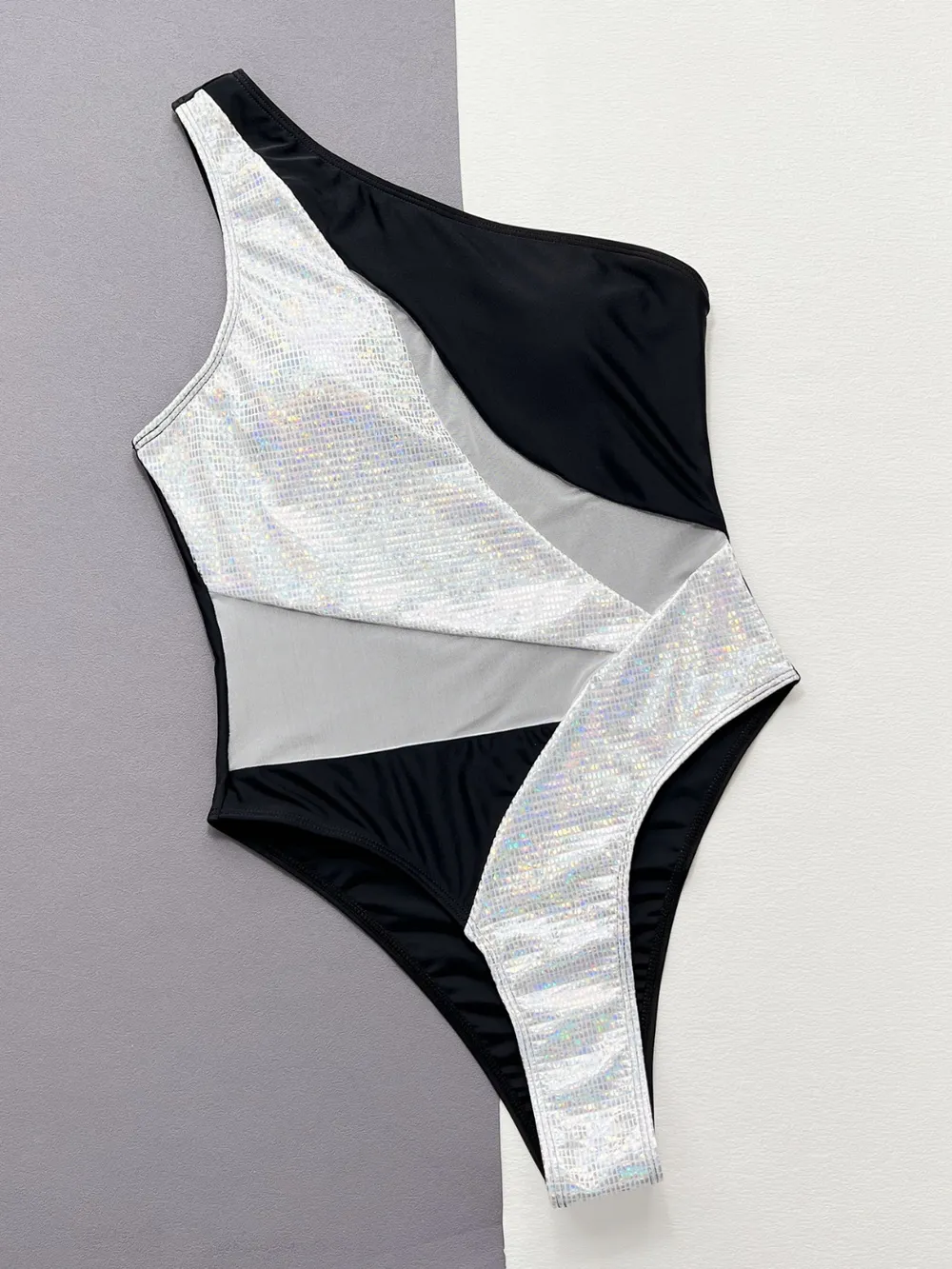 Contrast Panel One-Piece Swimsuit-chiquechics