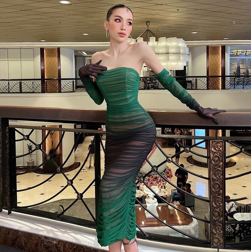 Gradient Ruched Longsleeve Strapless For Sexy Backless Off Shoulder Evening Dress Femme Outfits Set-chiquechics