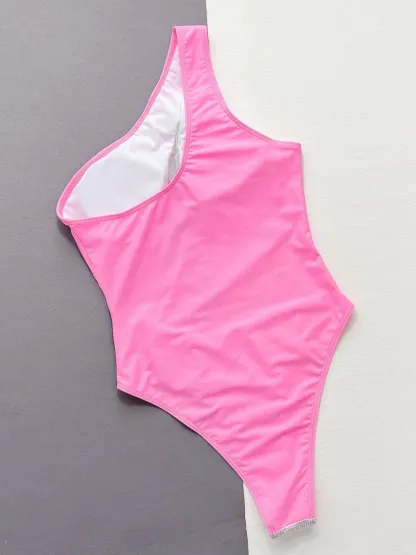 Contrast Panel One-Piece Swimsuit-chiquechics