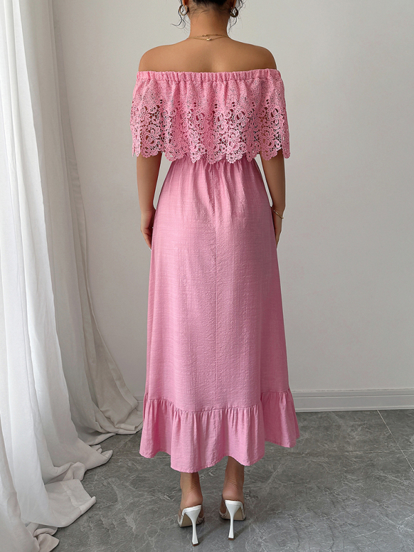 Elegant off-the-shoulder A-line maxi dress-chiquechics