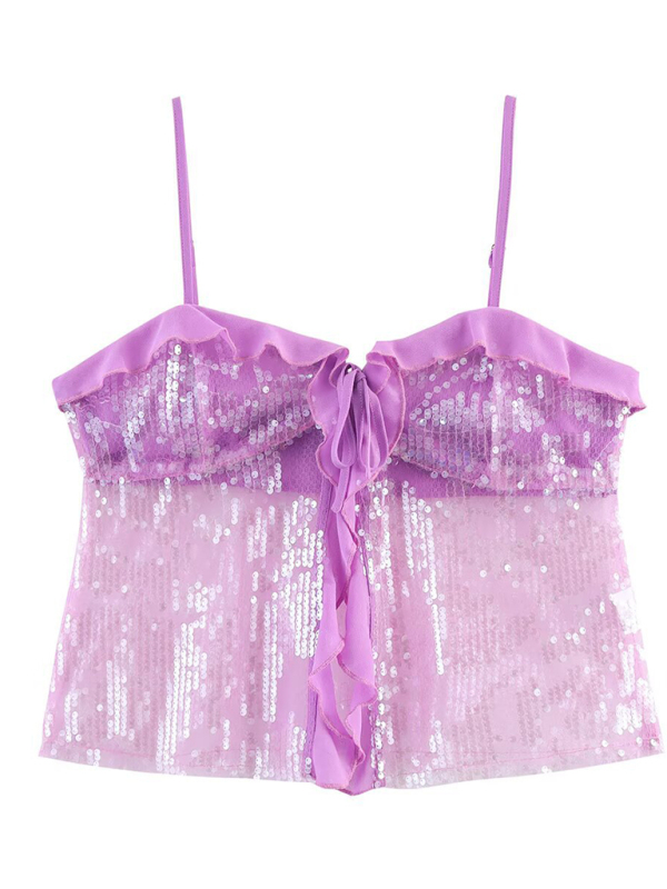 Fashionable, simple and versatile casual sequined camisole top-chiquechics