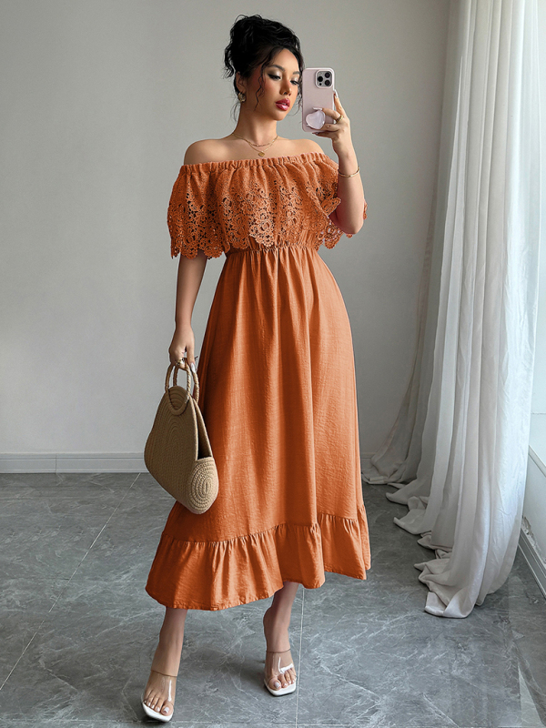 Elegant off-the-shoulder A-line maxi dress-chiquechics