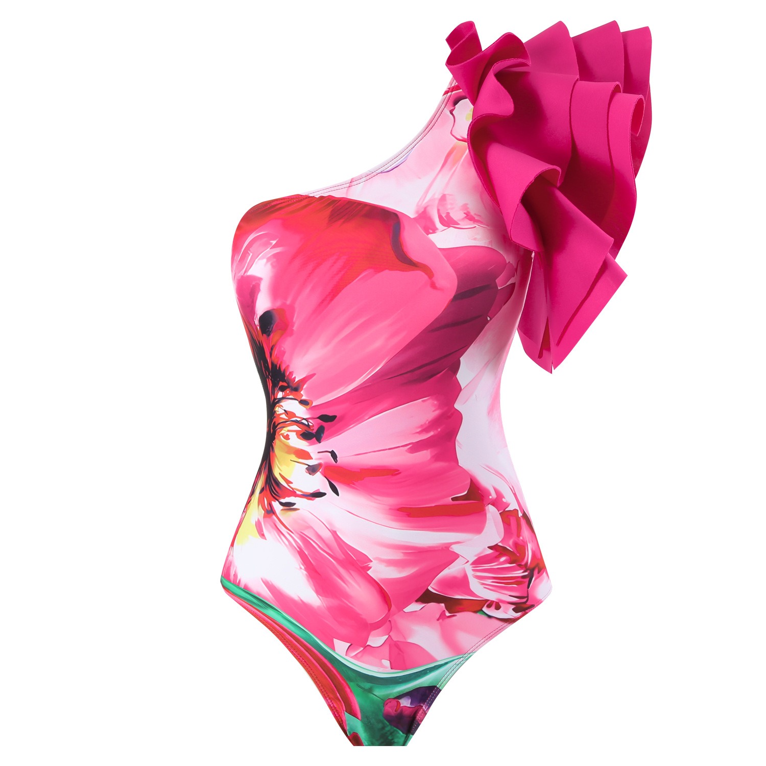 Fashionable design one-piece swimsuit women's printed swimsuit hot spring two-piece set-chiquechics