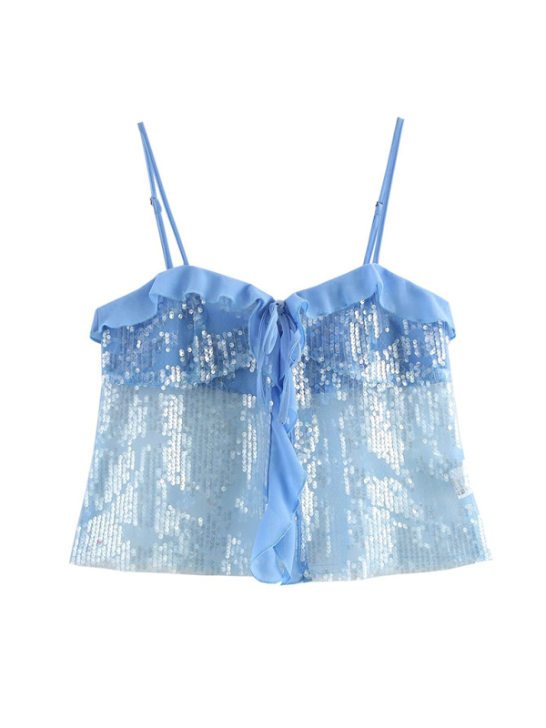 Fashionable, simple and versatile casual sequined camisole top-chiquechics