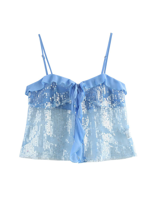 Fashionable, simple and versatile casual sequined camisole top-chiquechics