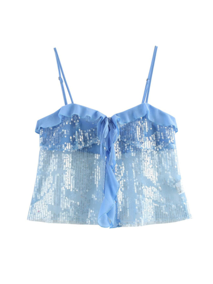 Fashionable, simple and versatile casual sequined camisole top-chiquechics