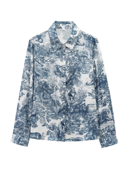 Printed Animal Shirt and Casual Pants Set-chiquechics