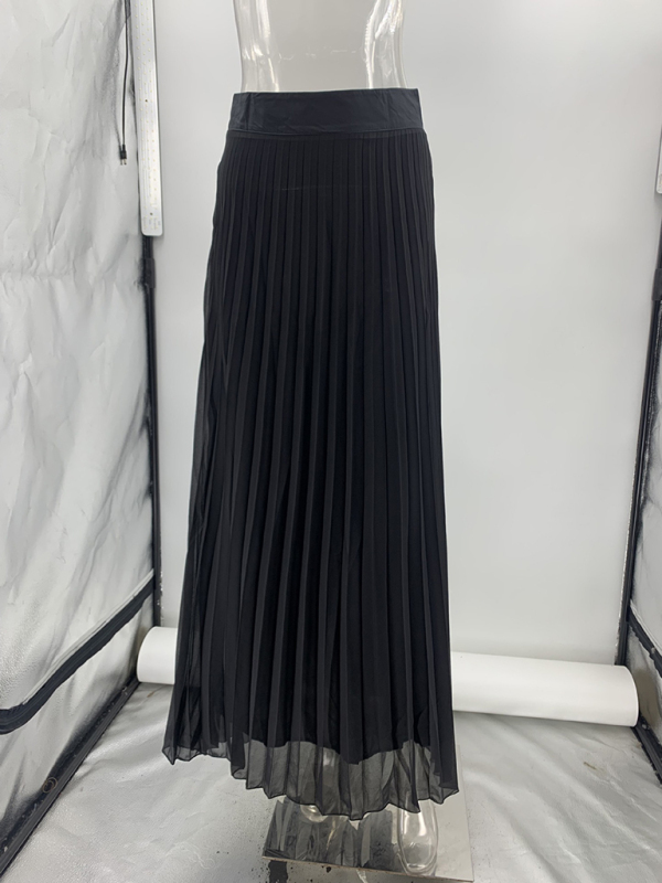 Sleeveless Chanel style vest vest mesh pleated skirt two-piece set-chiquechics