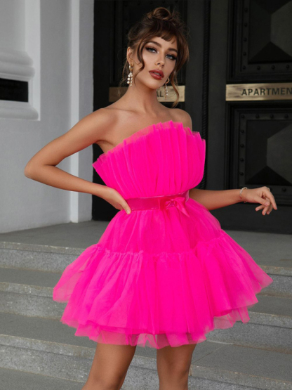 Tulle Bow Tulle Dress-chiquechics