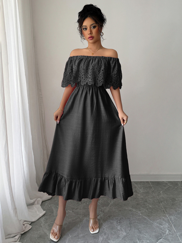Elegant off-the-shoulder A-line maxi dress-chiquechics