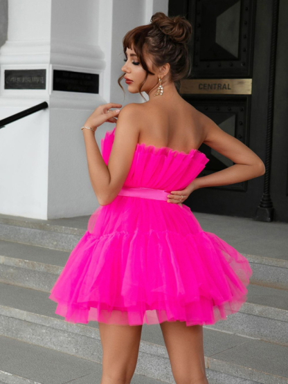 Tulle Bow Tulle Dress-chiquechics