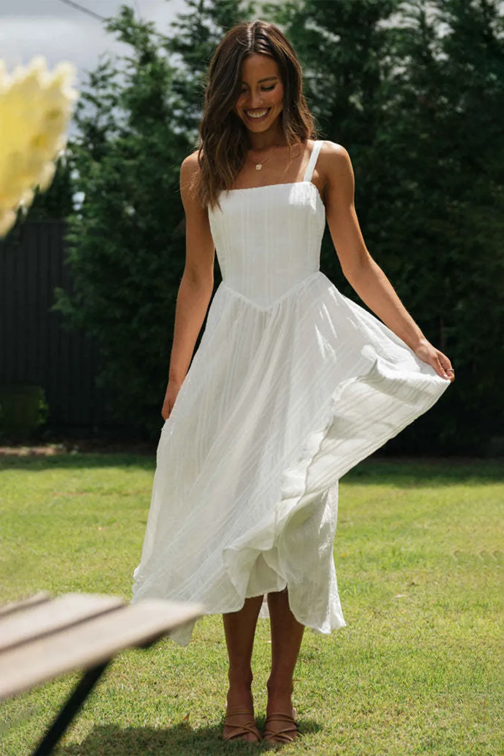 New sleeveless camisole irregular hem long dress-chiquechics