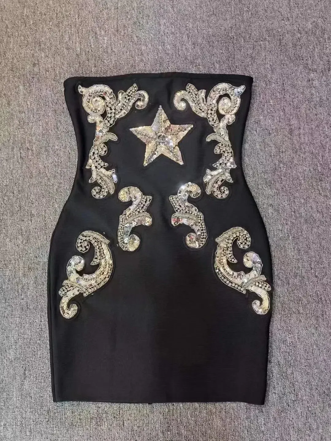 Strapless Studded Diamond Sequin Bandage Dress 