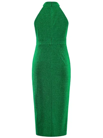 Slit Ruched Mock Neck Sleeveless Dress-chiquechics