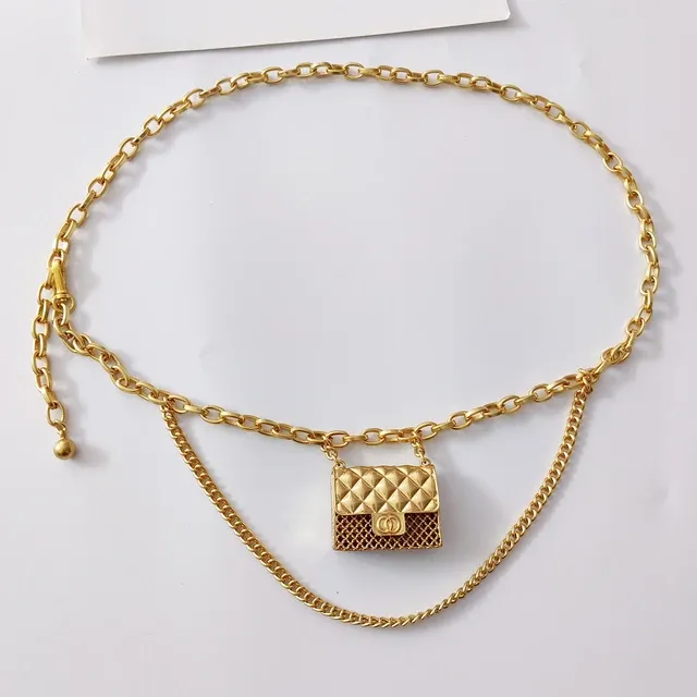 Fashion Tassel Gold Chain Belts For Women High Quaity Luxury Ear Phone Small Bag Metal Belt Adjustable Long Waistband Mini