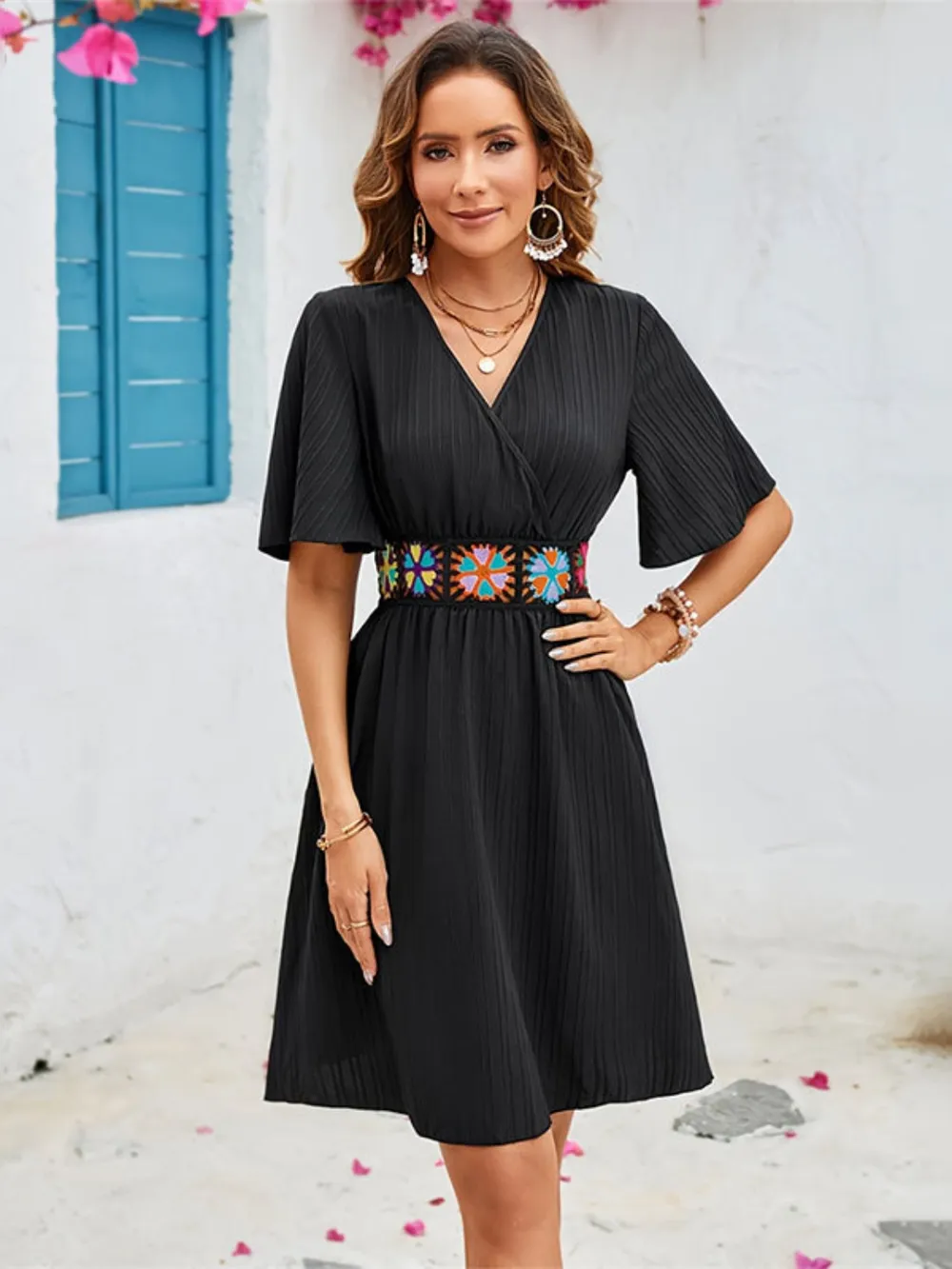 Flutter Sleeve Mini Dress-chiquechics