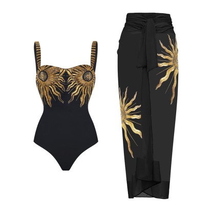 Black and gold glitter one piece swimsuit 