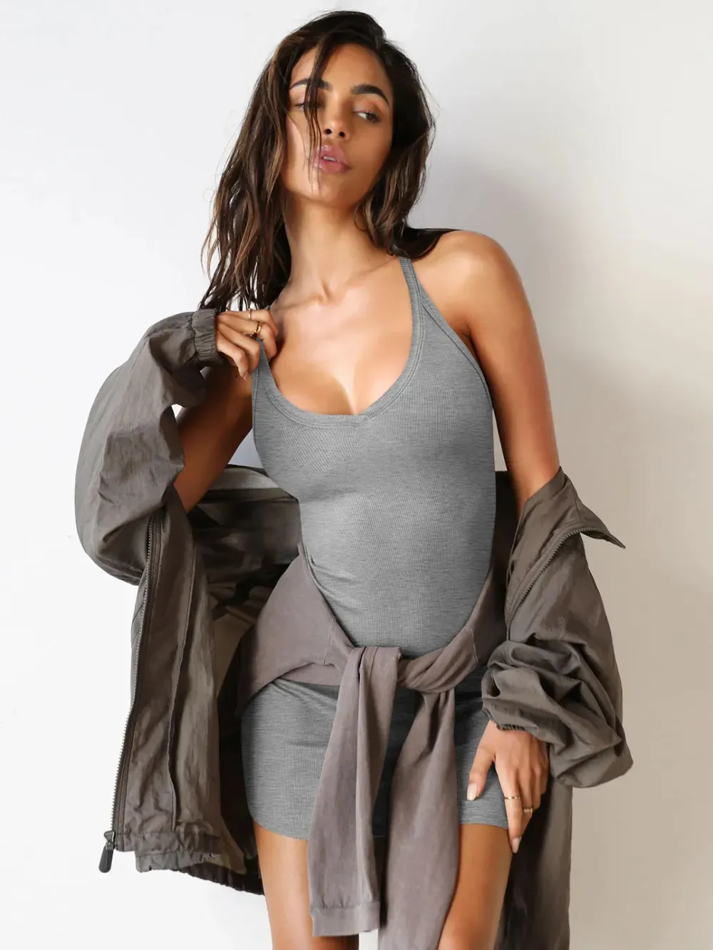 Scoop Neck Wide Strap Mini Dress-chiquechics