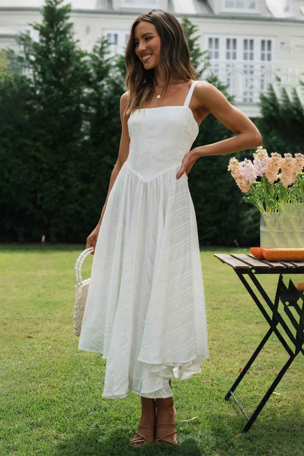 New sleeveless camisole irregular hem long dress-chiquechics