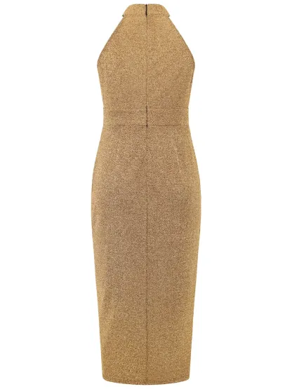 Slit Ruched Mock Neck Sleeveless Dress-chiquechics