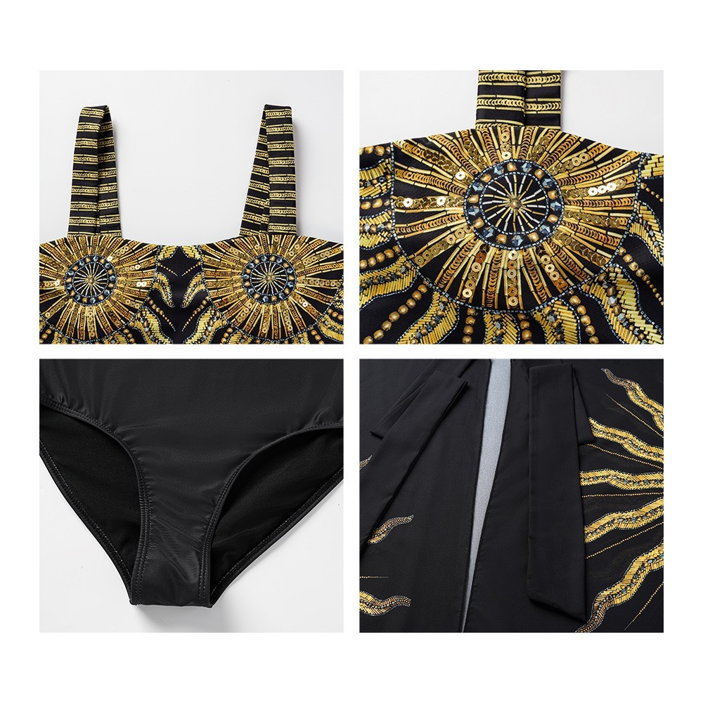 Black and gold glitter one piece swimsuit 