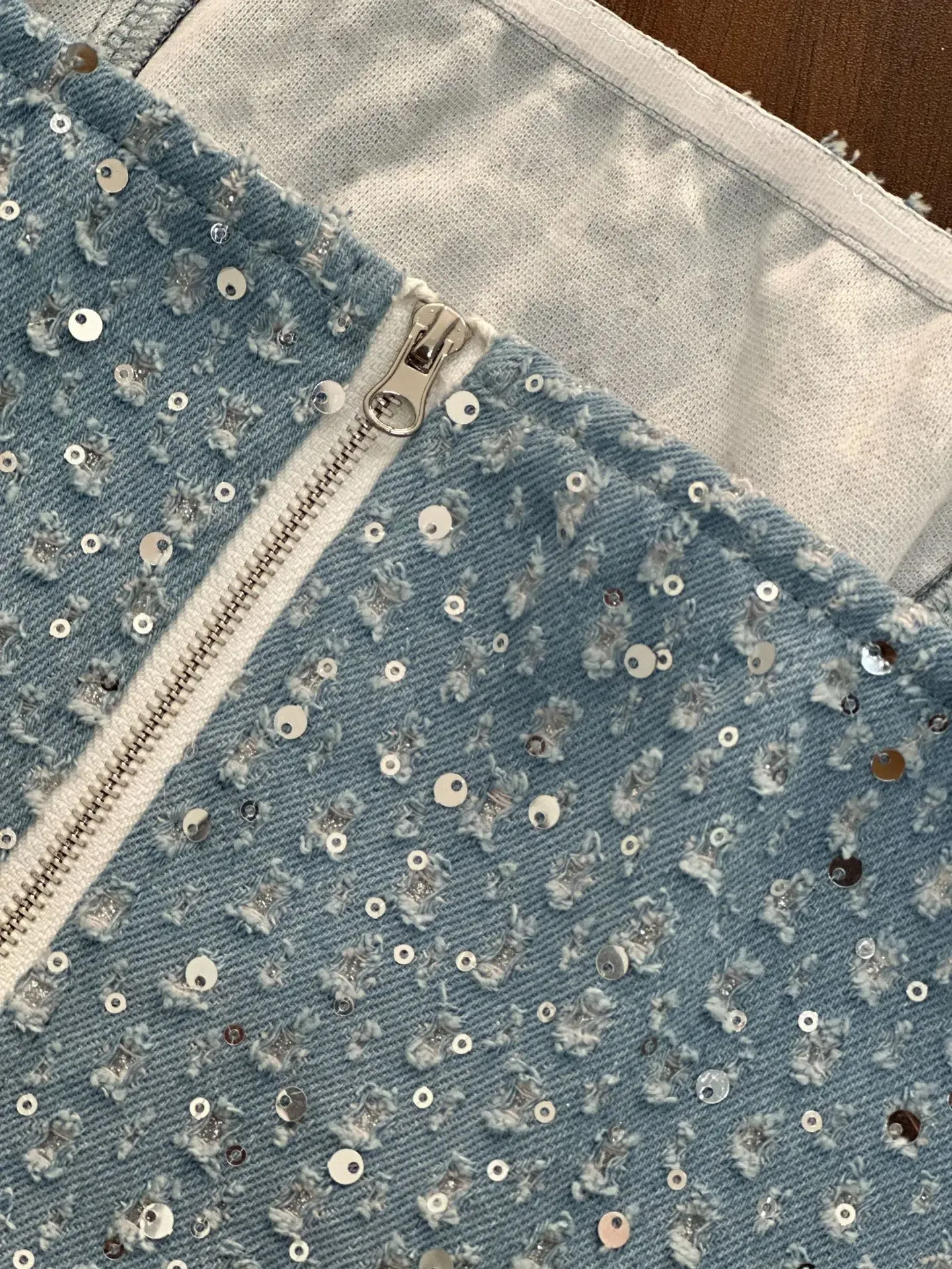 New Arrival Spring and Summer Cross-border Women's Sexy Denim Sequins Slim Fit Tube Top Wide-leg Pants-chiquechics